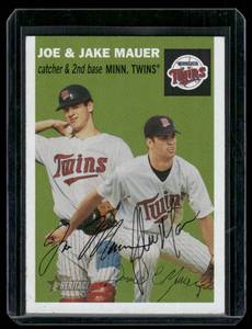 lot 94A image: Joe Mauler  Jake Mauer RC 2003 Topps Heritage #139 Rookie Minnesota Twins Baseball Card