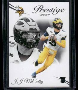 lot 99A image: J.J. McCarthy RC 2024 Prestige #311 Rookie Minnesota Vikings Football Card