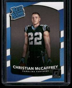 lot 102A image: Christ McCaffrey RC 2017 Donruss Rated Rookie Footbal Card #318