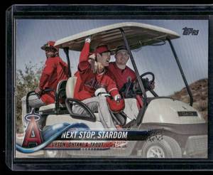 lot 116A image: Shohei Ohtani  Mike Trout RC 2018 Topps Update #US158 Rookie Baseball Card