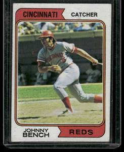 lot 143A image: Johnny Bench 1974 Topps #10 Vintage Baseball Card