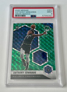 lot 11A image: Anthony Edwards PSA 9 Mint RC 2020 Green Mosaic #201 Rookie Minnesota Timberwolves Basketball Card