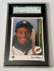 lot 17A image: Ken Griffey Jr. Iconic RC SGC Graded 86 NM 1989 Upper Deck #1 Rookie Baseball Card