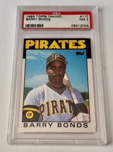 lot 22A image: Barry Bonds RC PSA 7 NM 1986 Topps Traded #11T Rookie Baseball Card