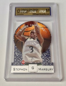 lot 24A image: Stephon Marbury RC Die Cut Rookie Graded 9 Mint 1997 Collectors Edge Impulse #16 Rookie Minnesota Timberwolves Basketball Card