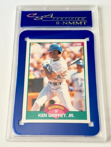 lot 26A image: Ken Griffey Jr. RC Graded 8 NMNT 1989 Score Rookies and traded #100T Rookie Baseball Card