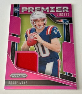 lot 52A image: Drake Maye RC Relic 2024 Prizm Premier Jerseys #PJ-DME Rookie Football Card