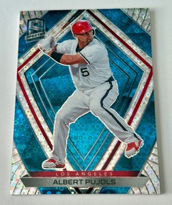 lot 64A image: Albert Pujols Blue Disco Prizm SP 99 2020 Chronicles Spectra #12, numbered 3888, Baseball Card