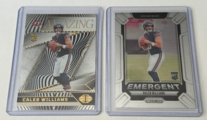 lot 66A image: Caleb Williams 2 RC Lot Illusions and Prizm Emergent Rookie Football Cards
