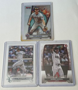 lot 68A image: 3 RC Lot - Julio Rodrigues, Corbin Carroll, Pete Alonso Rookie Baseball Cards