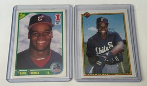 lot 69A image: Frank Thomas 2 RC Lot Score and Bowman Rookie Baseball Cards
