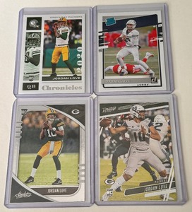 lot 134A image: Jordan Love 4 Card RC Lot Green Bay Packers Rookie Football Cards