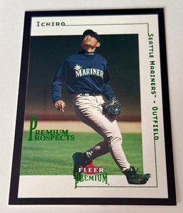 lot 10 image: Ichiro Suzuki RARE 1999 RC 2001 Fleer Premium #231 00951999 Seattle Mariners Baseball Card