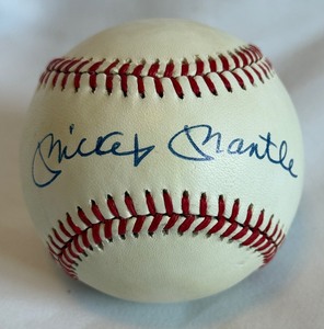 Mickey Mantle Autographed Baseball With Full JSA Letter of Authenticity - Rawlings OALB Brown Ball - Beautiful Signature!