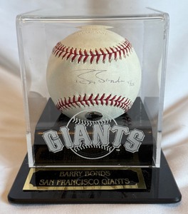 lot 6A image: Barry Bonds Signed Baseball With COA - Rawlings OMLB Selig State Ball Stamped From 2001 MVP Date With Custom Case