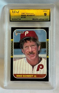 lot 309A image: Mike Schmidt Graded 9 Mint 1987 Donruss #139 Baseball Card