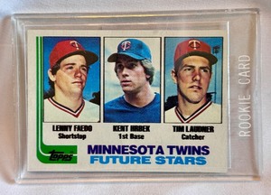lot 312A image: Kent Hrbek Tim Laudner RC 1982 Twins Future Stars #766 Rookie Vintage Minnesota Twins Baseball Card