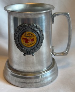 lot 300A image: Minnesota Twins 1987 World Series Champions Metal Beer Stein Mug