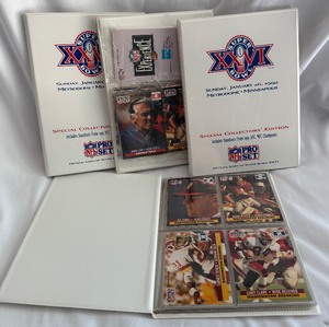 lot 67B image: 4 Sets - Super Bowl XXVI Pro Set Special Collectors Edition Cards and Binders