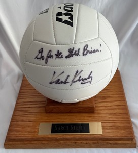lot 65B image: Karch Kiraly Signed Volleyball With Case - Best Volleyball Player of All-Time Olympic Champion and Coach