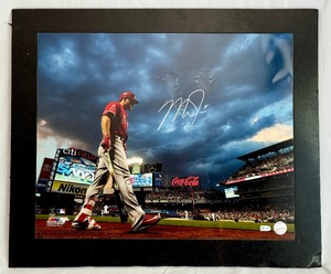 lot 18B image: Mike Trout Signed 16x20 Photo With Beckett COA Los Angeles Angels Baseball - see photos