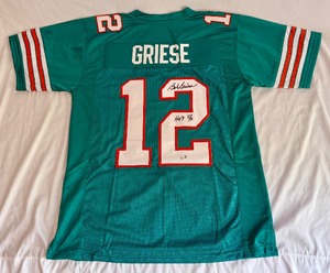 lot 17B image: Bob Griese Signed Miami Dolphins Football Jersey Inscribed HOF 90 With Beckett COA