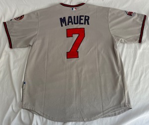 lot 38B image: Joe Mauer Size 52 Minnesota Twins Majestic Authentic Baseball Jersey