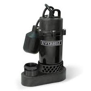 lot 14 image: Everbilt 13 HP Aluminum Submersible Sump Pump with Tether Customer Returns See Pictures