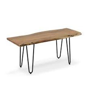 lot 19 image: 40 in. NaturalBlack Rectangle Wood Top Coffee Table with Live Edge by Carolina Forge   Customer Returns See Pictures