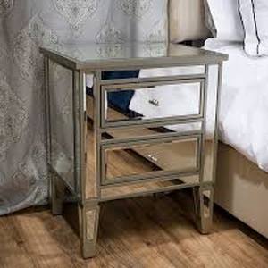 Noble House Craferd Mirror Silver 2-Drawer Accent Table Customer Returns See Pictures