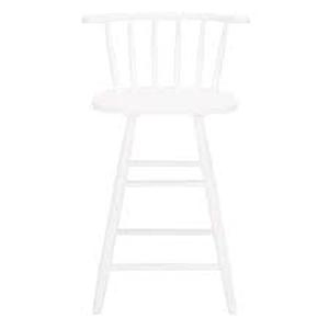 lot 55 image: StyleWell 24.02 in. Scottsbury White Wood Counter Stool with Slat Back (1 piece) (39 in. H x 19 in. W)  Customer Returns See Pictures