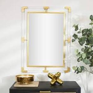 lot 57 image: Litton Lane 38 in. x 28 in. Double Framed Rectangle Framed Gold Wall Mirror with Acrylic FrameCustomer Returns See Pictures