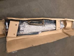lot 24 image: 10 ft. Steel Cantilever Patio Umbrella with weighted base in Beige Customer Returns See Pictures