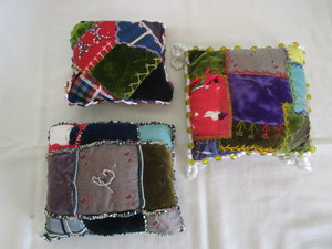 lot 45 image: Vintage Crazy Quilt Pillows Beaded