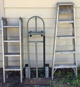 lot 87 image: Ladder and 2 Wheel Dolly4 Wheel Cart Lot