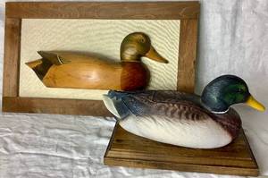 lot 71 image: Phona-Duck Mallard Duck Decoy Specialty Phone and 3D Duck Decoy Framed Artwork