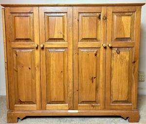lot 73 image: The Collector Pine Dual Sided Bifold Door Cabinet for Storing Art PrintsArtwork