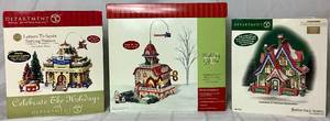 lot 179 image: Department 56 Letters to Santa Sorting Station and Checking It Twice Wind Up Toys Holiday Gift Sets with Count to Christmas Headquarters