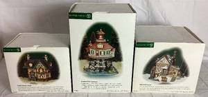 lot 266 image: New England Village Series Dept 56 Otter Creek Sawmill, Captain Kenseys House and Breakers Point Lighthouse