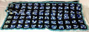 lot 103 image: Vintage Crocheted Blanket in Beautiful Blues 50 x 60