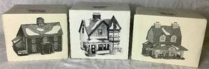 lot 253 image: Retired Dept 56 New England Village Series Van Tassel Manor, Shingle Creek House and Thomas T. Julian House