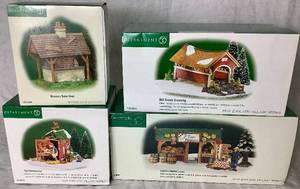 lot 271 image: Dept 56 New England Village Series Accessories - Mill Creek Crossing, The WoodWorker, Masonry Bake Oven and Farmers Market