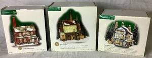 lot 265 image: Dept 56 New England Vilage Series Castle Glassworks, Platts Candles & Wax and Waterbury Button Company