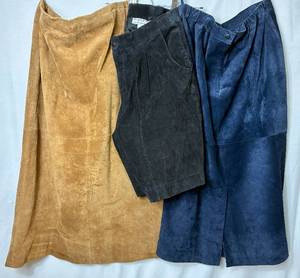 lot 207 image: 2 Suede Skirts - Size 18 W and Black Suede Shorts - Size 16, Saint Johns Bay and August Max Women