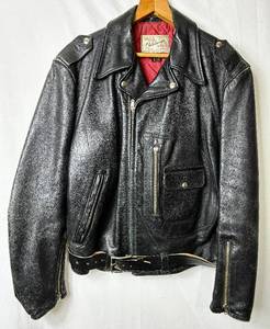lot 16 image: Hercules Outerwear by Sears Vintage Genuine Top Grain Front Quarter Horse Hide Leather Jacket with Belt