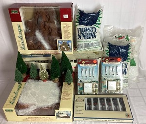 lot 332 image: Large Bundle of Village Accessories - Includes Lights Picket Fence, Lamp Posts, Trees, Snow, Two Landscape Pieces,  AC Power Adapters