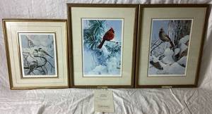 lot 336 image: Trio of Winter Scene Birds by Mario Fernandez