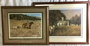 lot 37 image: Cowboy Bundle - Almost Home Print signed, numbered 383950 by Paul Calle and Borrowed Mare by Tony Eubanks 108600