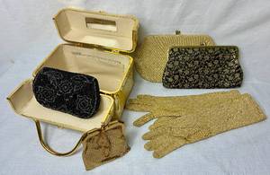 lot 154 image: Collection of Vintage Black and Gold-Toned Purses