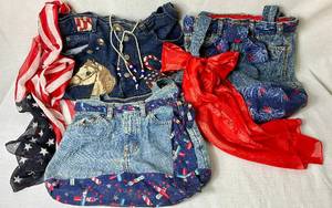 lot 151 image: (3) Patriotic Print Denim Bags made from Vintage Jeans (Jean pockets are functional)